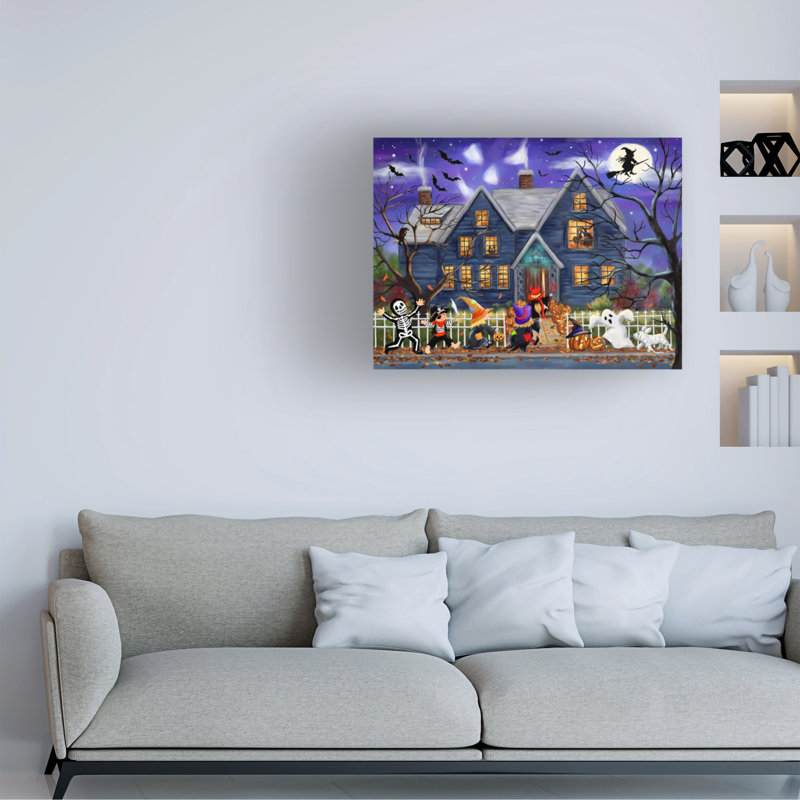 MAKiko Halloween Hounted House sur impression sur toile, H 14 po x l 19 po x P 2 po