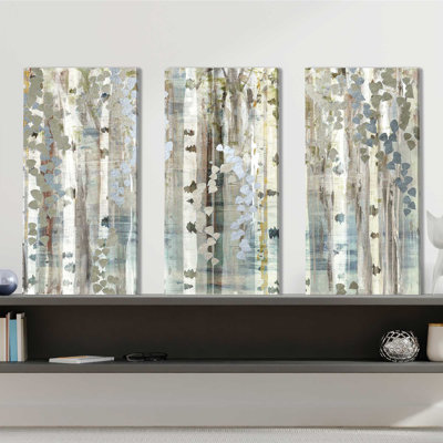 "Birch Wood Meadow", ensemble de 3 impressions sur toile
