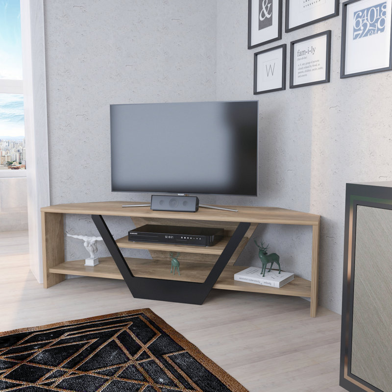 Meuble télé de coin pour téléviseur de 43 po ou moins Mikula, Noyer / Noir
