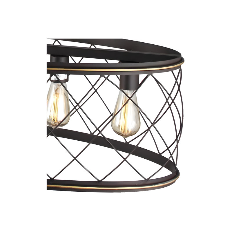 Lustre géométrique à 5 lumières pour îlot de cuisine Daughtery, Bronze huilé