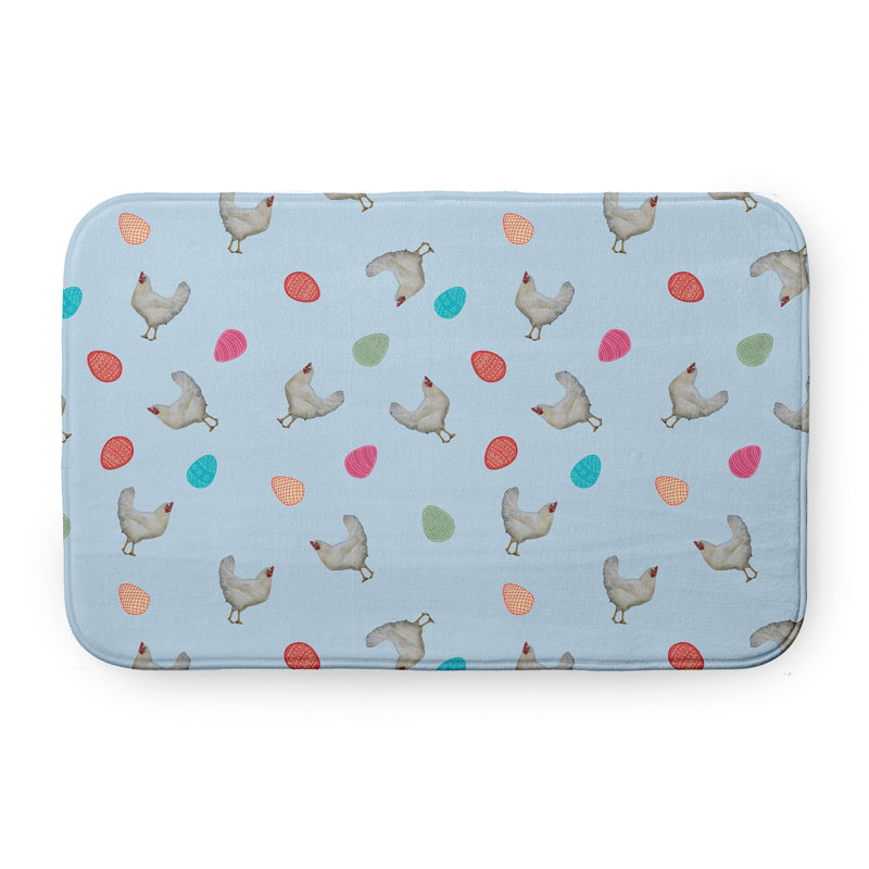 Borka Microfiber Non-Slip Bath Mat, Blue, 21" W x 34" L