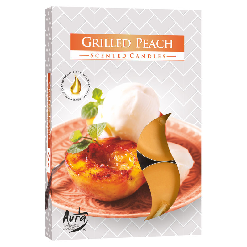 Grilled Peach Scented Tealight Candle with Glass Holder
