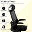 Chaise de bureau en filet, chaise de bureau, avec accoudoir rabattable, appui-tête rotatif, support lombaire réglable