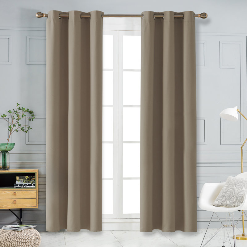 Lompoc Room Darkening Grommet Curtain Panels, 42" W x 95" L, Khaki