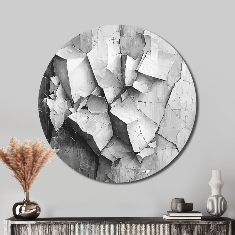 «Symmetry brisé du cubisme monochrome II», reproduction d'art moderne en métal gris, H 16 po x l 16 po