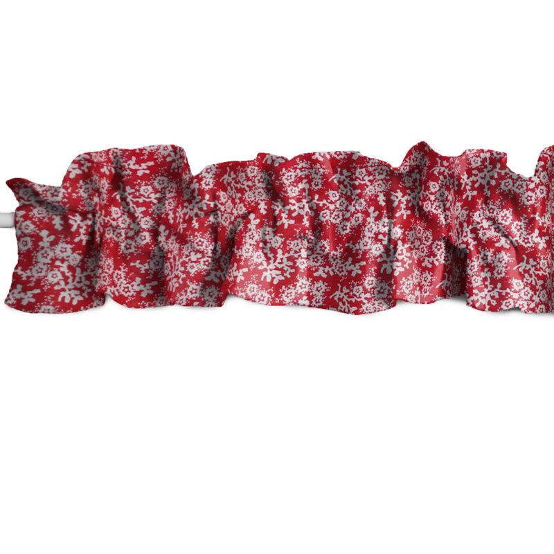 Cantonnière sur mesure en mélange de coton floral, L 120 po x L 9 po, Rouge