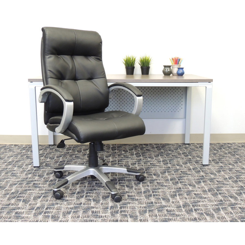 Black High Back Executive Swivel Chair with Fixed Arms