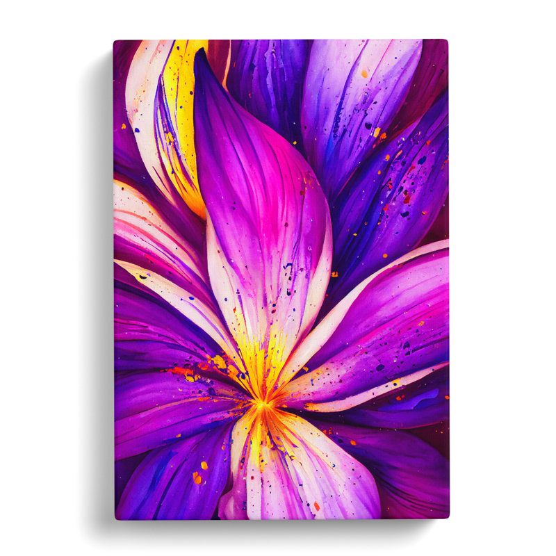 Cassini Iris Flower Splatter Vol.1 - Wrapped Canvas, 50cm H x 35cm W x 3cm D
