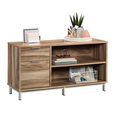Unité de rangement à finition bois pour le bureau personnel - Dimensions spacieuses, tiroirs pleine extension, armoire coulissante facile à assembler, espace généreux, gestion à deux câbles, configuration personnalisable