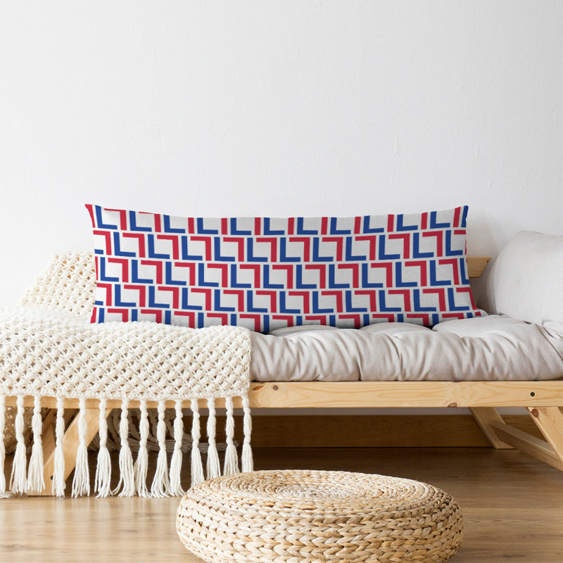 Polyester Medium Pillow, White/Blue/Red, Microfiber