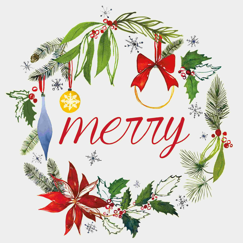 Aquarelle de Noël, H 20 po x l 20 po