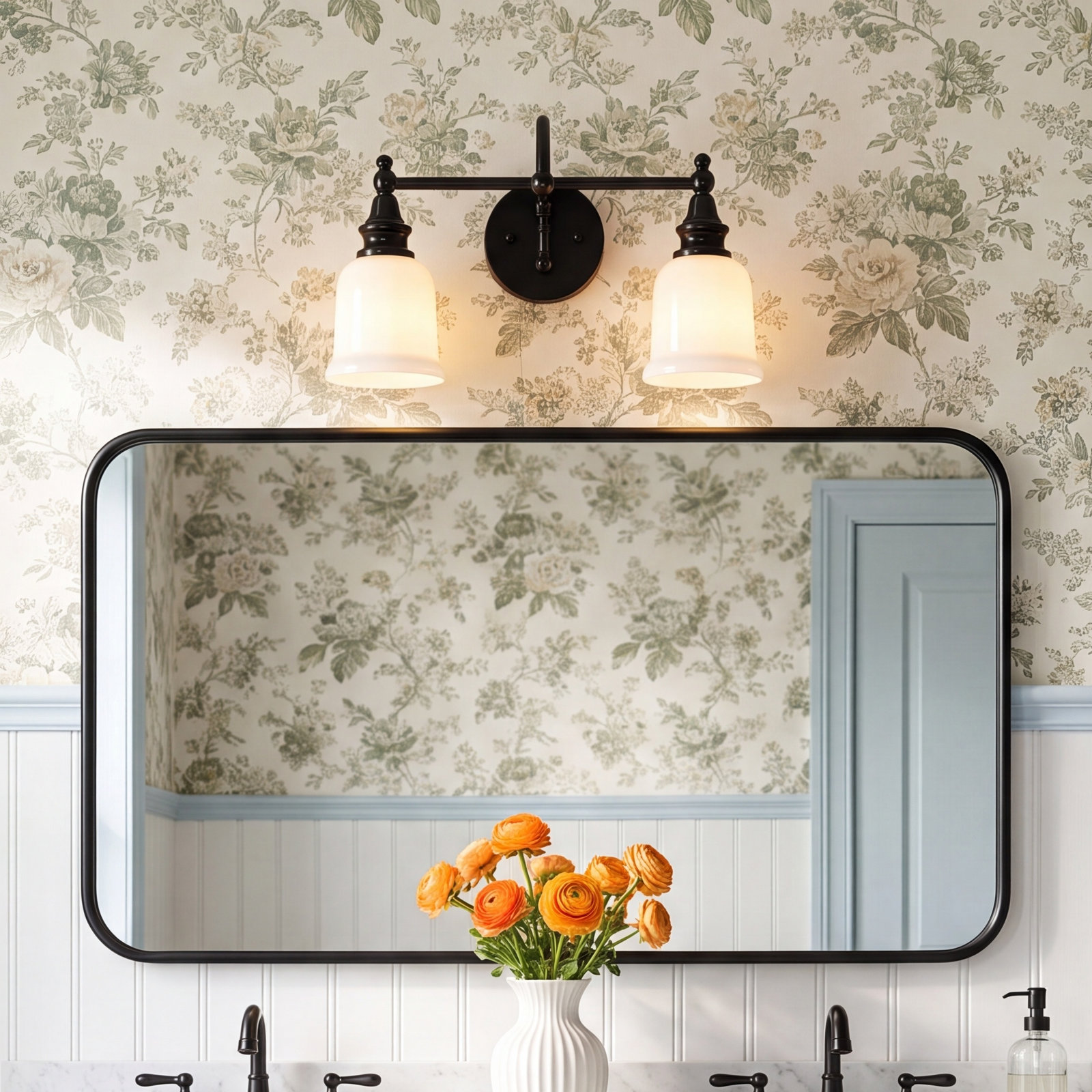2-Light Dimmable Vanity Light, Black