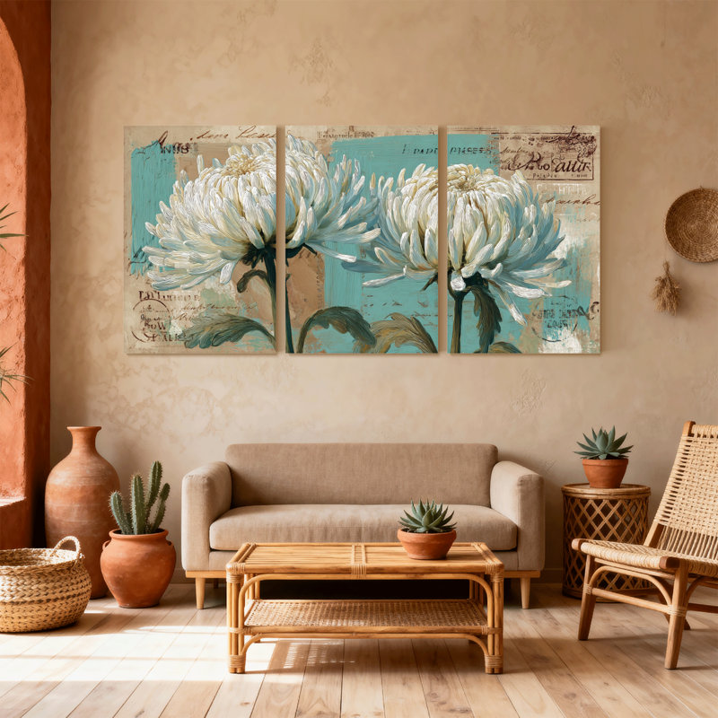 Plantes et fleurs, ensemble de 3 impressions sur toile, H 24 po x l 48 po