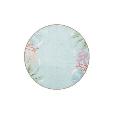 Tapis décoratif moderne à motif de plante de poisson bleu clair lavable à la machine