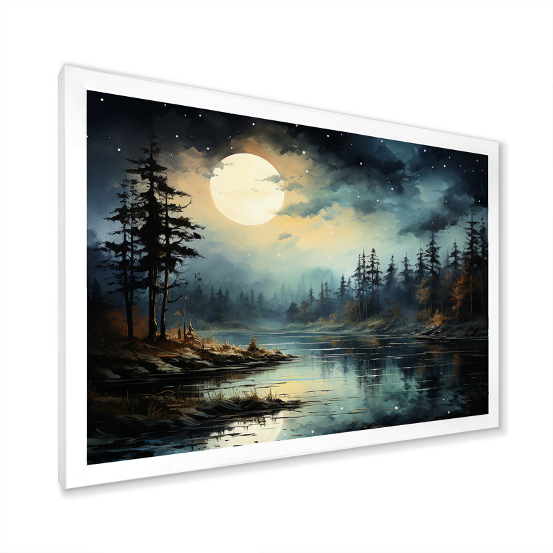 Magical Forest Moons Melody - Minimalisme, art mural, H 12 po x l 20 po x P 1 po, Cadre simple blanc