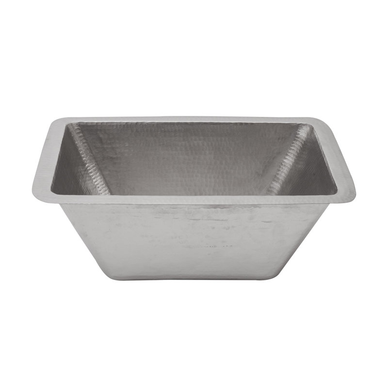 17" Rectangle Copper Bar Sink in Nickel w/ 2" Drain Opening