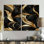 «Midnight Charm» - art mural grand marbre noir et or