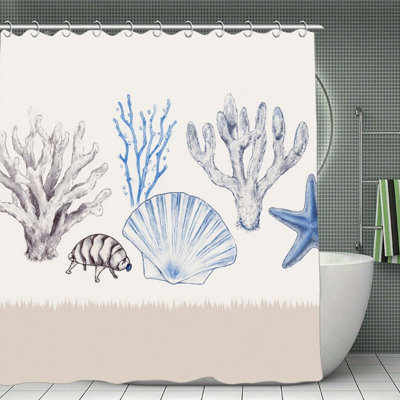Rideaux de douche à rayures Coastal Wave, 71 x 71