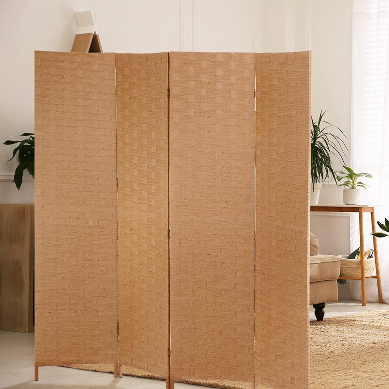 Paravent pliable cloison de séparation en bois 6 pi, 4, Naturel