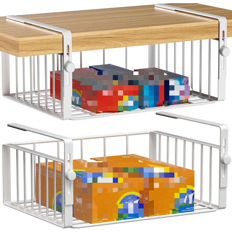 2Pack Under Shelf Basket Storage,Adjustable Hanging, White