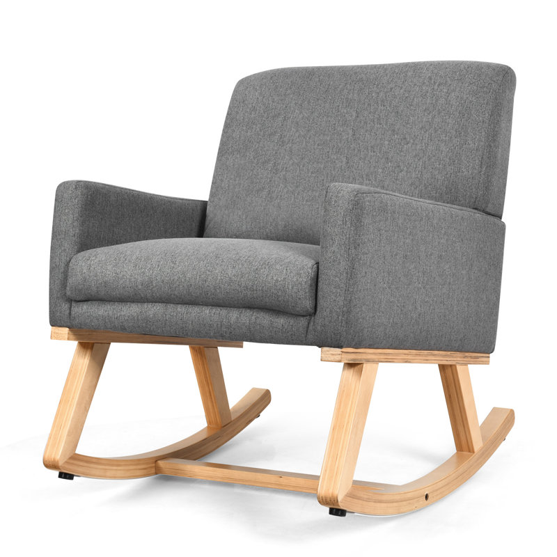 Karyn Upholstered Rocking Chair, Grey Cotton