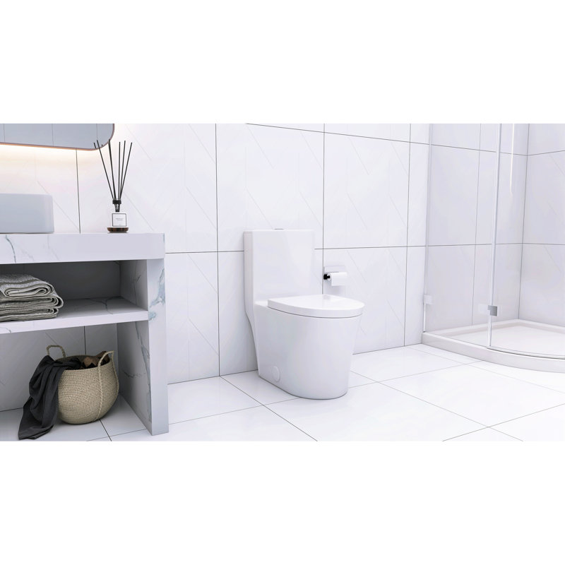 Toilette allongée avec chasse d'eau à haute performance et fermeture en douceur à double jupe blanche