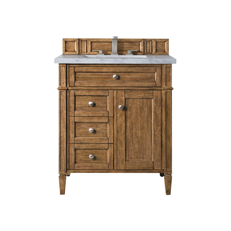 Brittany 30'' W Single Vanity, Eternal Jasmine Pearl, Saddle Brown, 8" Widespread