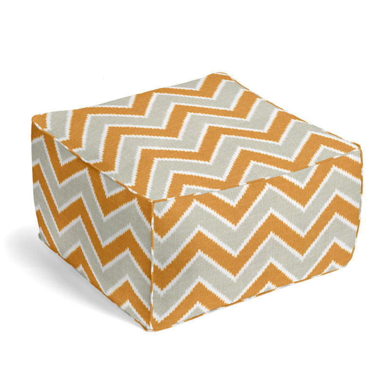Upholstered Pouf, Nugget Linen Blend/Cotton Blend