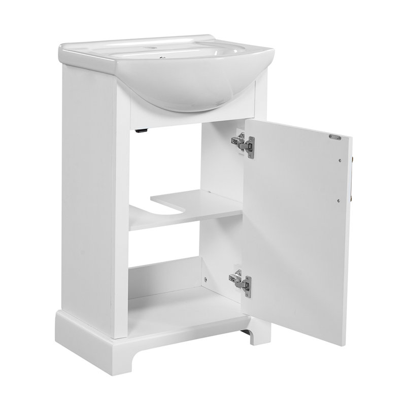 Ensemble de meuble-lavabo sur pied 20 po avec lavabo en céramique, ensemble de meuble-lavabo simple autoportant avec porte à fermeture douce