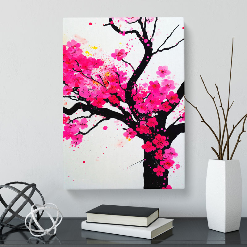 CAN-V0523-443X Cherry Blossom Tree Splatter Vol.1 - Wrapped Canvas Print, 60cm H x 40cm W x 3cm D
