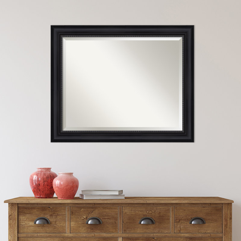 Miroir de salle de bain biseauté Vandeveer, 26,88 po x 32,88 po, Noir satiné