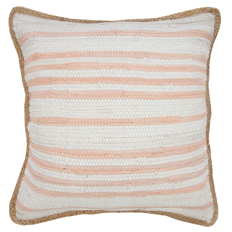 Coastal Striped Bordered Hand-Made Cotton Blend Decorative Throw Pillow, Pillow Cover Only - No Insert