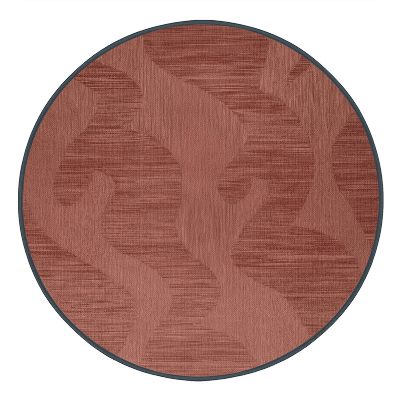 Machine Washable Abstract Brown Area Rug, Round 3'