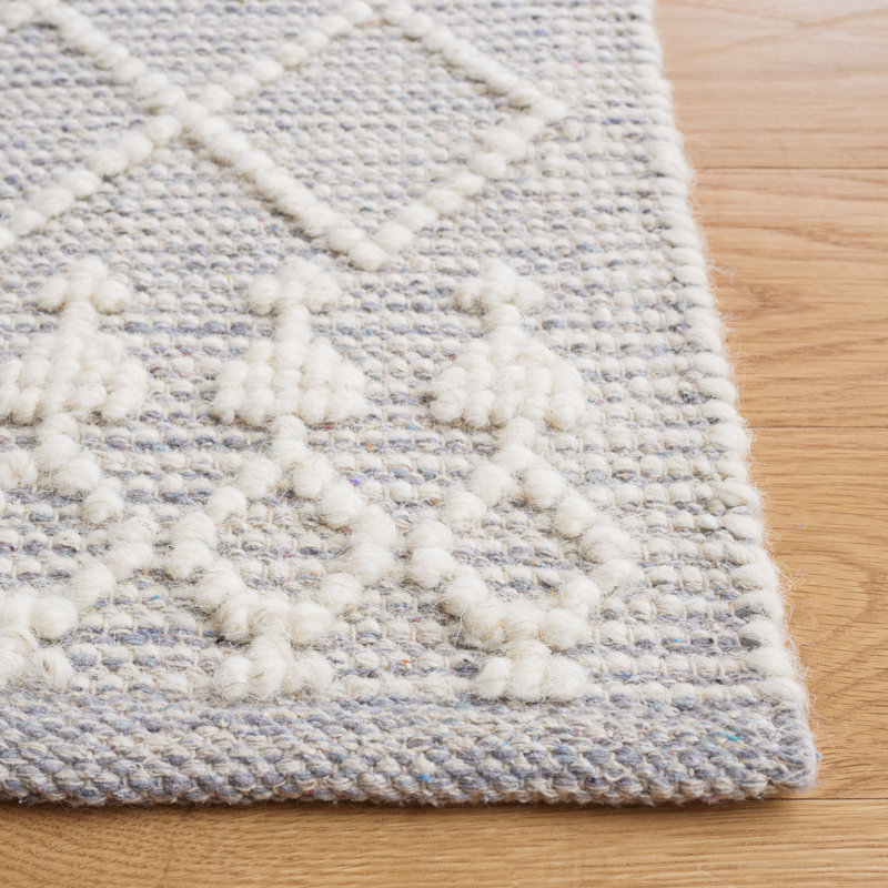 Jacques Hand Woven Wool/Cotton Southwestern Rug in Gray/Ivory, Rectangle 5' x 8'