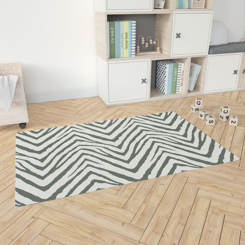Zebra Stripe Chimi Kids Play Mat, Rectangle 4' x 6', Chimichurri/Green