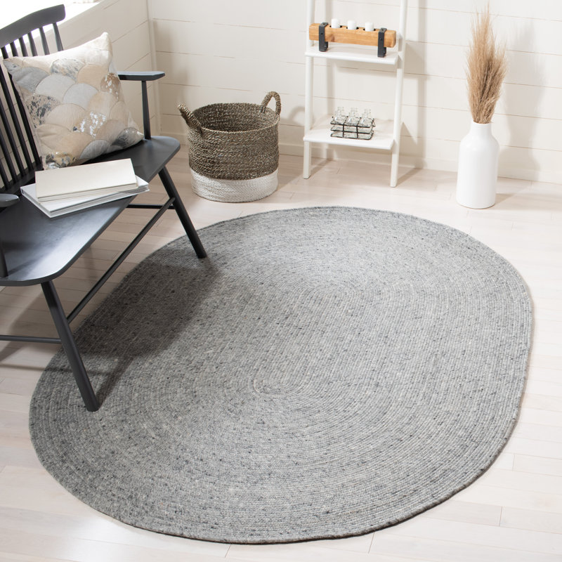 Cordero Hand Woven 0.6 Wool, 0.4 Cotton Solid Color Rug, Oval 4' x 6'