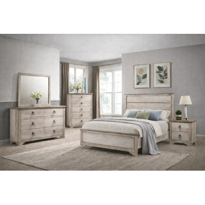Rustic Panel Bedroom Set in Driftwood Finish