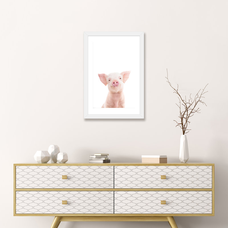 «Baby Piglet» par Sissi & Seb - impression d'art graphique, Papier encadré blanc, H 24 po x l 16 po x P 1 po, Blanc