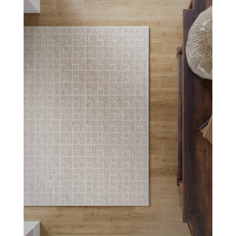 Tapis Hayes en laine à motif géométrique pierre, tufté à la main, 2,74 m x 3,05 m, Pierre, 9 pi x 10 pi