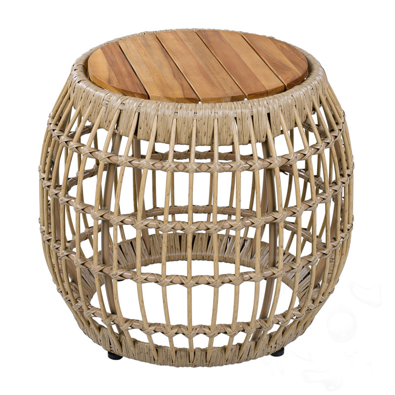 Patio Side Table With Wicker Base