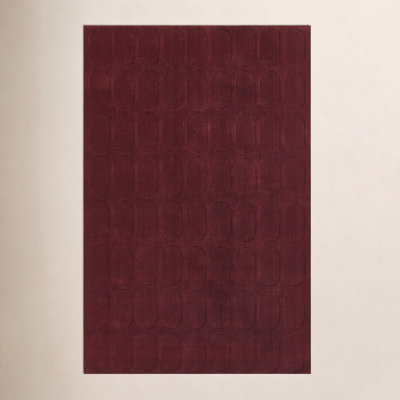 Mazzi Burgundy Hand-Loomed Geometric Wool Rug