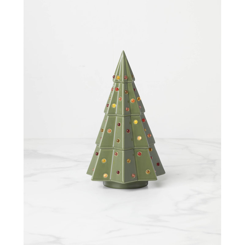 Evergreen Small Lit Tree Figurine, 11.5" H x 6.5" W x 6.5" D