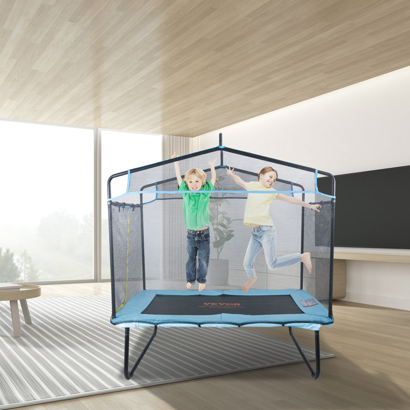 6-Foot Black Metal Kids' Trampoline with Enclosure