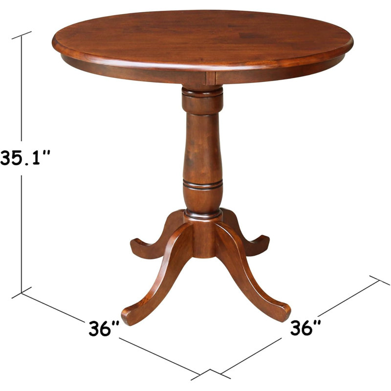 Table de salle à manger ronde à piédestal avec rallonge - plateau de boucher, hauteur réglable pour le comptoir, le bar ou la salle à manger, s'agrandit