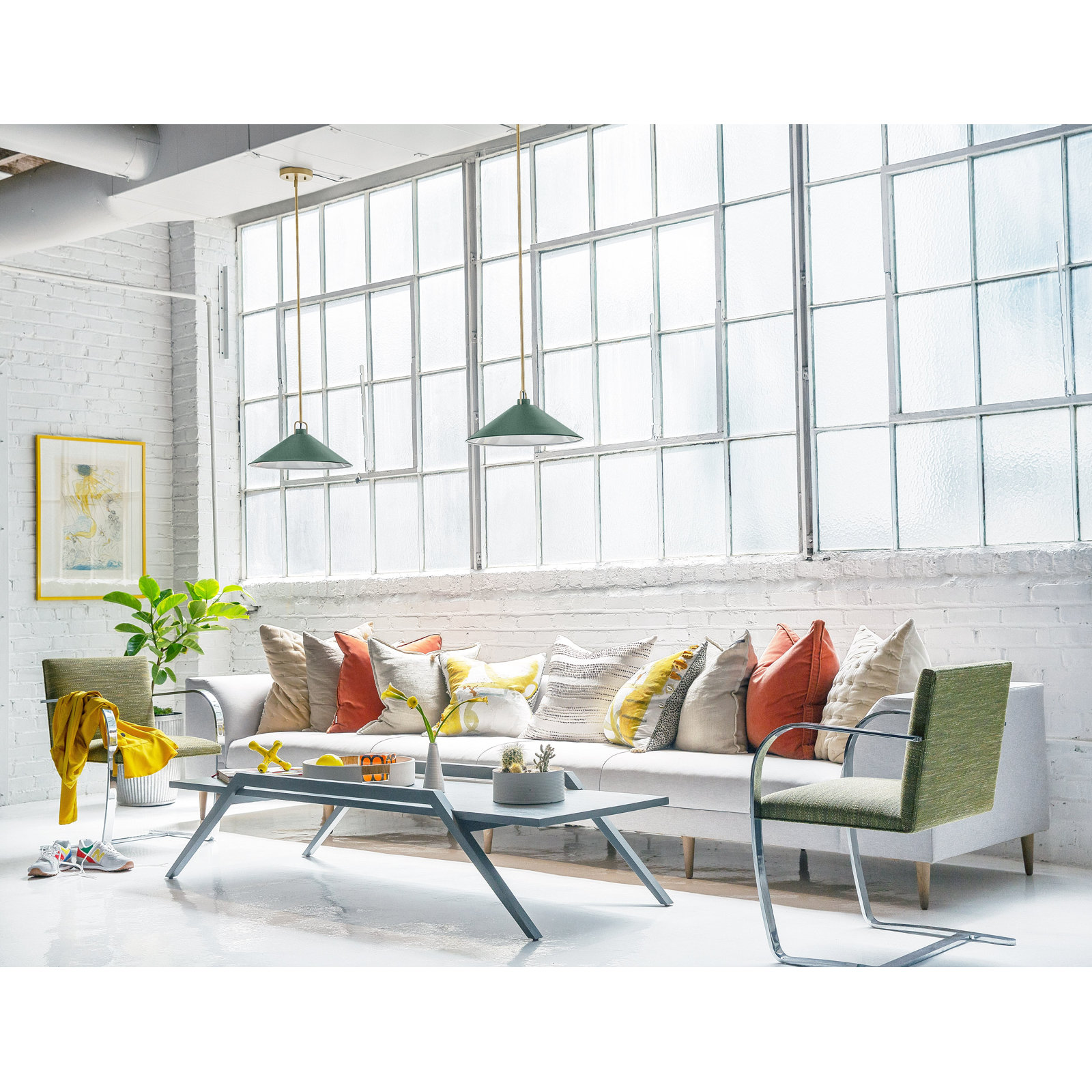 Zoë Single Light Metal Steel Dimmable Pendant, Sage Green