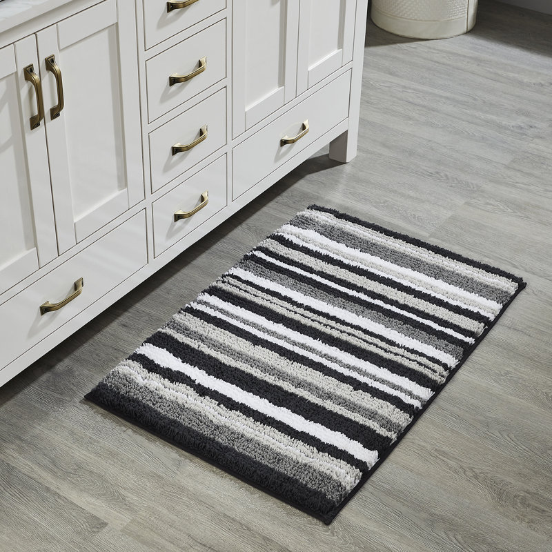 Tapis pour salle de bain 100% polyester griffé Griffie, Rectangle 24 po x 36 po, Gris