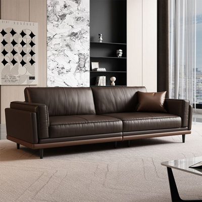 Coffee color Genuine Leather Modular Sofa