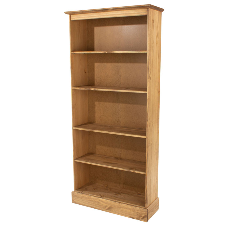 Pursley 5 Shelf Tall Bookcase, Antique Wax, Country Farmhouse Design