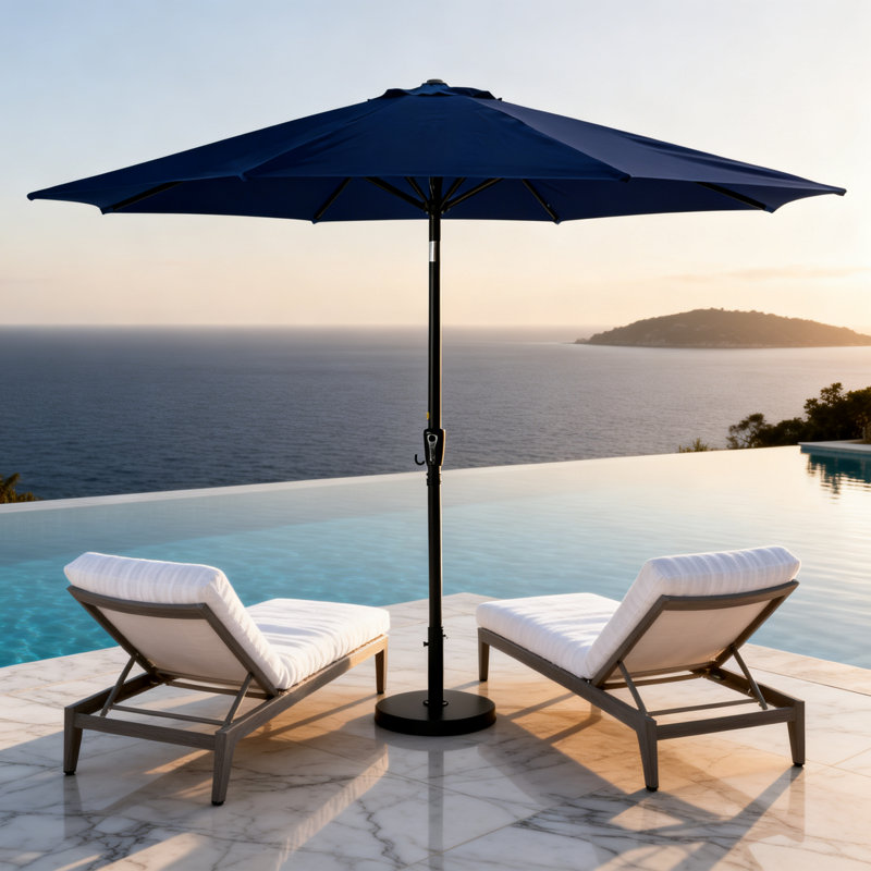 11 pi. Parasol de patio moderne en porte-à-faux, L 132 po x P 132 po, Bleu