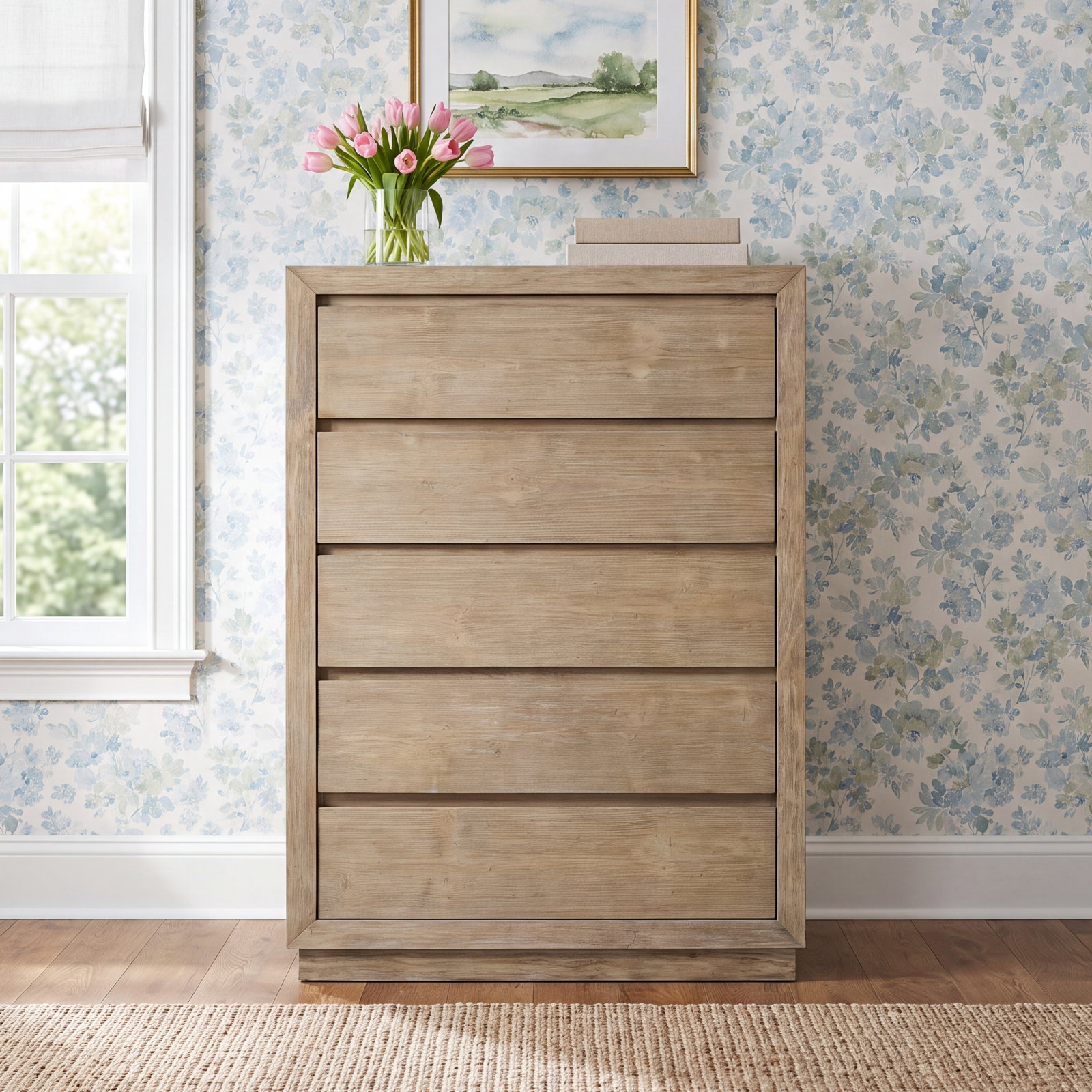 Albie 5-Drawer Pine Chest, Sandstone